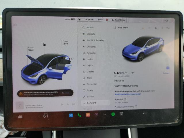 Photo 9 from auction – 2021 TESLA MODEL Y with VIN 5YJYGDED7MF109726