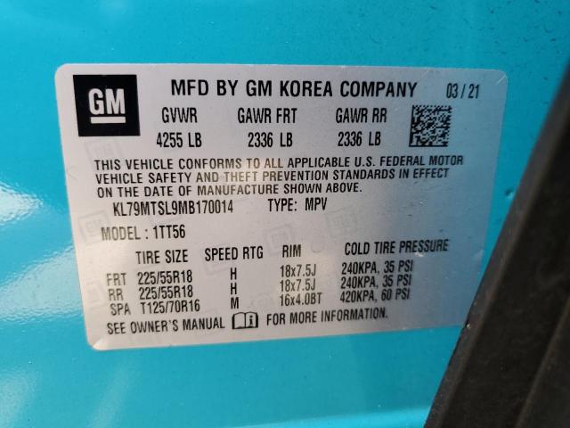 Photo 14 from auction – 2021 CHEVROLET TRAILBLAZE with VIN KL79MTSL9MB170014