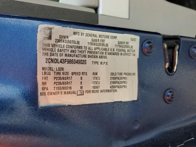 Photo 14 from auction – 2008 CHEVROLET EQUINOX LT with VIN 2CNDL43F986049020