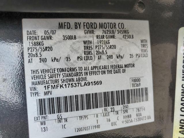 Photo 14 from auction – 2007 FORD EXPEDITION with VIN 1FMFK17537LA91569