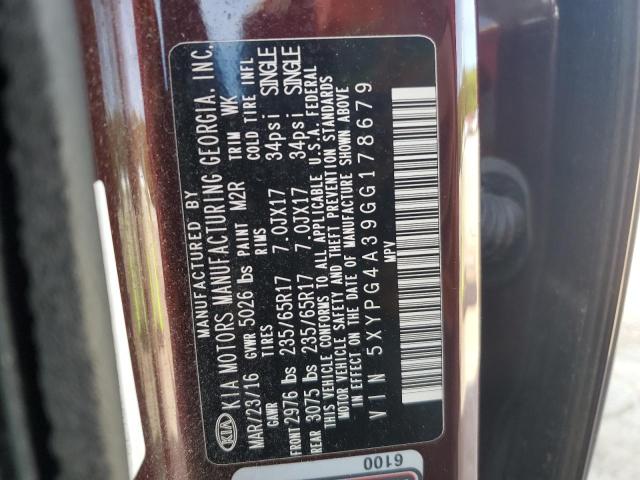 Photo 14 from auction – 2016 KIA SORENTO LX with VIN 5XYPG4A39GG178679