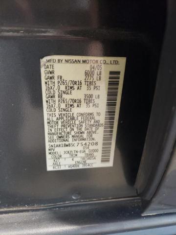 Photo 14 from auction – 2005 NISSAN PATHFINDER with VIN 5N1AR18W85C754208