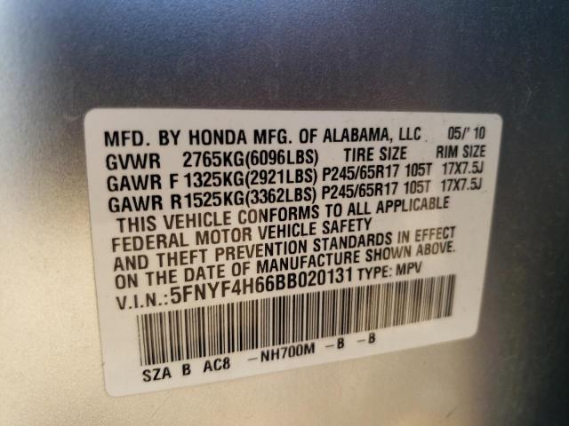 Photo 14 from auction – 2011 HONDA PILOT EXL with VIN 5FNYF4H66BB020131