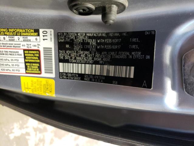 Photo 14 from auction – 2016 TOYOTA SIENNA LE with VIN 5TDKK3DC3GS737967