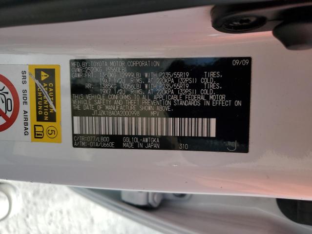 Photo 14 from auction – 2010 LEXUS RX 350 with VIN JTJZK1BA0A2000998