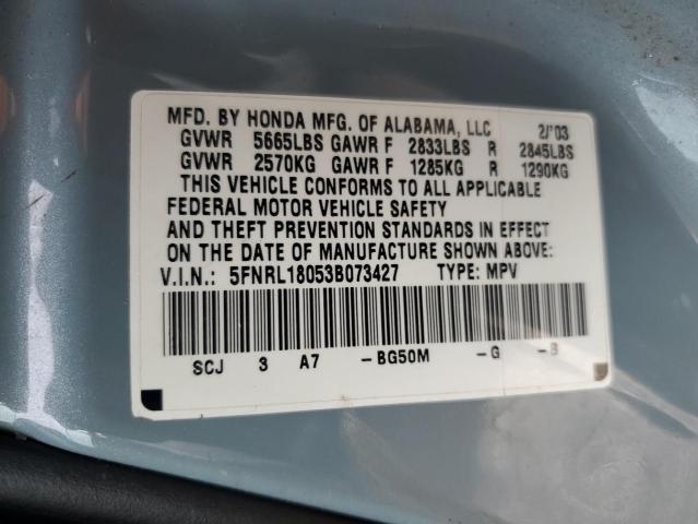 Photo 14 from auction – 2003 HONDA ODYSSEY EX with VIN 5FNRL18053B073427