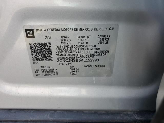 Photo 14 from auction – 2019 CHEVROLET TRAX LS with VIN 3GNCJNSB5KL152990