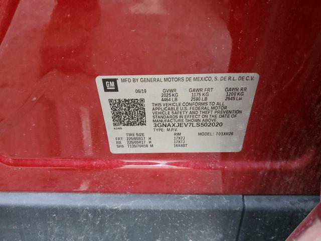 Photo 14 from auction – 2020 CHEVROLET EQUINOX LT with VIN 3GNAXJEV7LS502020