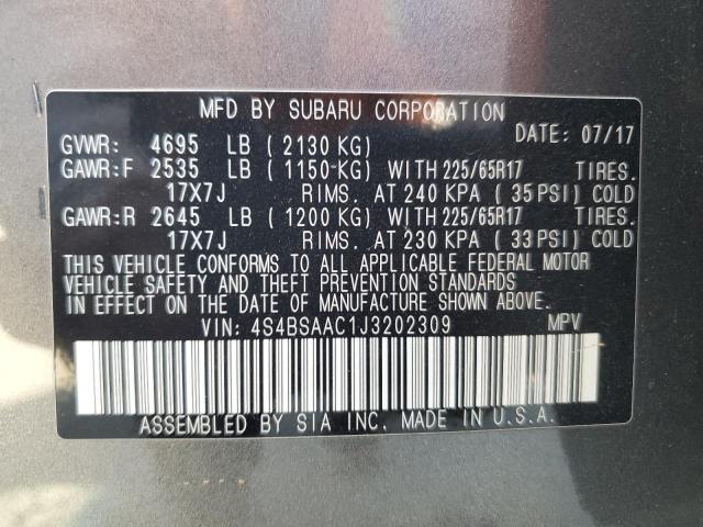 Photo 14 from auction – 2018 SUBARU OUTBACK 2. with VIN 4S4BSAAC1J3202309