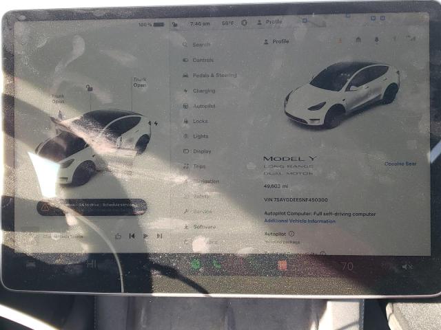 Photo 9 from auction – 2022 TESLA MODEL Y with VIN 7SAYGDEE5NF450300