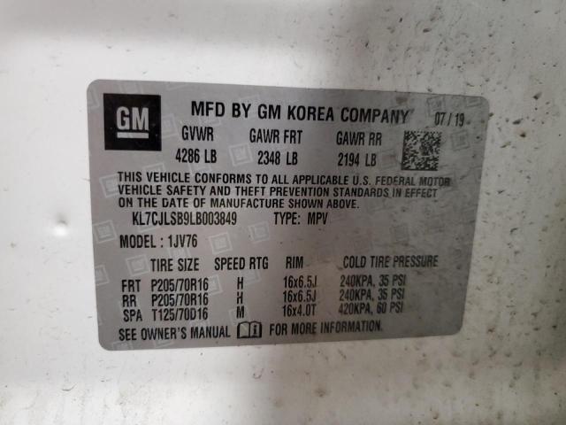 Photo 14 from auction – 2020 CHEVROLET TRAX 1LT with VIN KL7CJLSB9LB003849