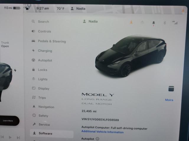 Photo 9 from auction – 2020 TESLA MODEL Y with VIN 5YJYGDEEXLF056589