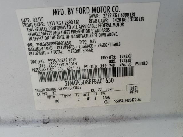 Photo 14 from auction – 2015 FORD FLEX LIMIT with VIN 2FMGK5D88FBA01650