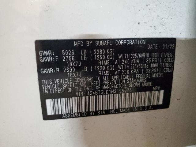 Photo 14 from auction – 2022 SUBARU OUTBACK ON with VIN 4S4BTGLD1N3195275