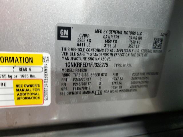 Photo 14 from auction – 2015 CHEVROLET TRAVERSE L with VIN 1GNKRFED1FJ328275