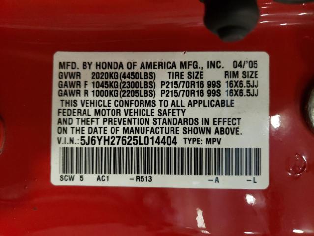 Photo 14 from auction – 2005 HONDA ELEMENT EX with VIN 5J6YH27625L014404