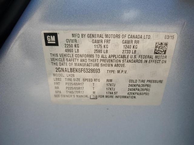 Photo 14 from auction – 2015 CHEVROLET EQUINOX LT with VIN 2GNALBEK6F6328693