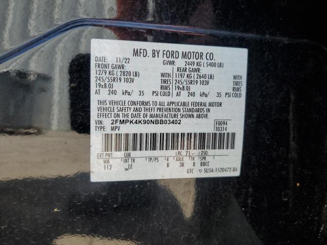 Photo 14 from auction – 2022 FORD EDGE TITAN with VIN 2FMPK4K90NBB03402