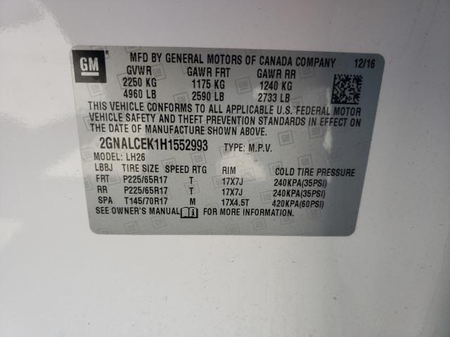 Photo 14 from auction – 2017 CHEVROLET EQUINOX LT with VIN 2GNALCEK1H1552993