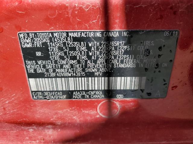 Photo 14 from auction – 2011 TOYOTA RAV4 with VIN 2T3BF4DV8BW143815