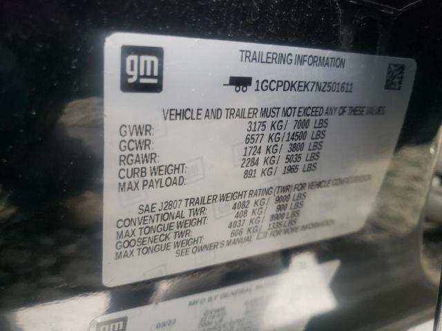 Photo 14 from auction – 2022 CHEVROLET SILVERADO with VIN 1GCPDKEK7NZ501611