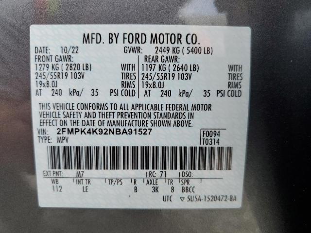 Photo 14 from auction – 2022 FORD EDGE TITAN with VIN 2FMPK4K92NBA91527