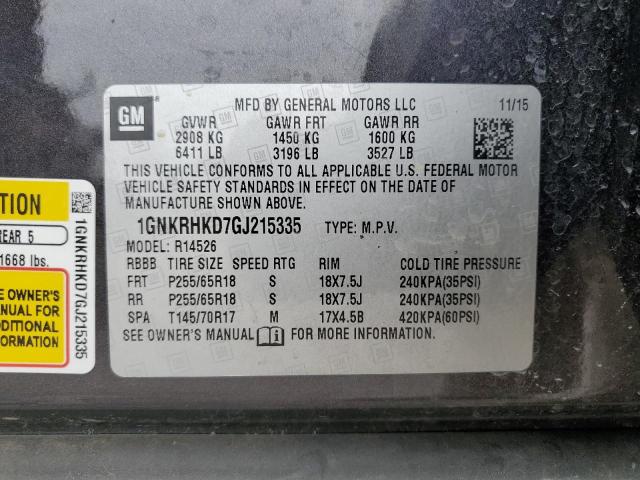 Photo 14 from auction – 2016 CHEVROLET TRAVERSE L with VIN 1GNKRHKD7GJ215335