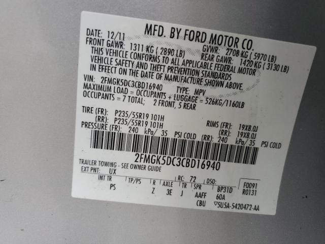 Photo 14 from auction – 2012 FORD FLEX LIMIT with VIN 2FMGK5DC3CBD16940