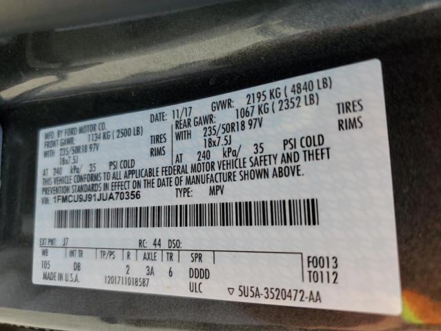 Photo 14 from auction – 2018 FORD ESCAPE TIT with VIN 1FMCU9J91JUA70356