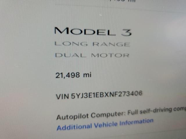 Photo 9 from auction – 2022 TESLA MODEL 3 with VIN 5YJ3E1EBXNF273406