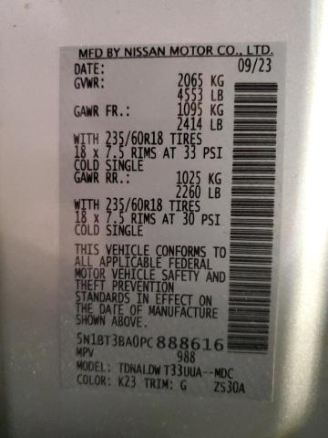 Photo 14 from auction – 2023 NISSAN ROGUE SV with VIN 5N1BT3BA0PC888616