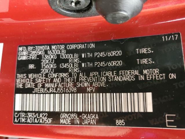 Photo 14 from auction – 2018 TOYOTA 4RUNNER SR with VIN JTEBU5JR4J5516398