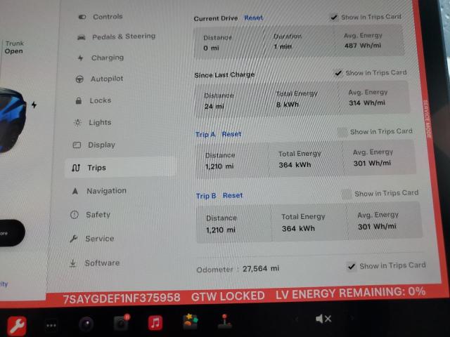Photo 9 from auction – 2022 TESLA MODEL Y with VIN 7SAYGDEF1NF375958