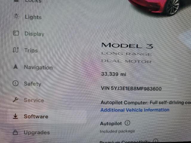 Photo 9 from auction – 2021 TESLA MODEL 3 with VIN 5YJ3E1EB8MF983600