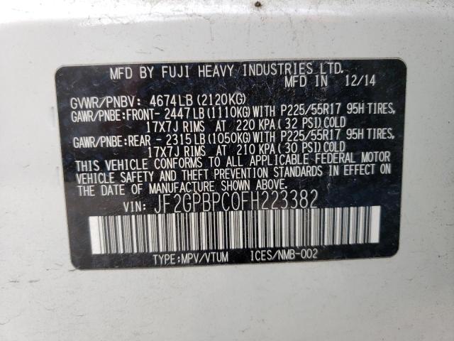 Photo 14 from auction – 2015 SUBARU XV CROSSTR with VIN JF2GPBPC0FH223382