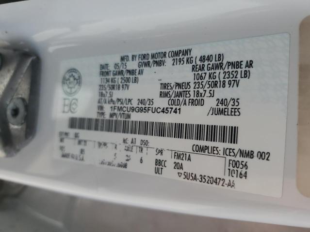 Photo 14 from auction – 2015 FORD ESCAPE SE with VIN 1FMCU9G95FUC45741