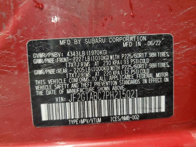 Photo 14 from auction – 2023 SUBARU CROSSTREK with VIN JF2GTABC7PH215021
