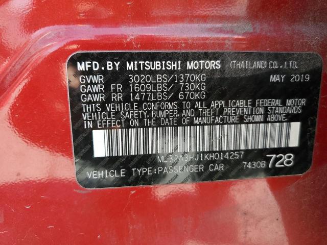Photo 14 from auction – 2019 MITSUBISHI MIRAGE ES with VIN ML32A3HJ1KH014257