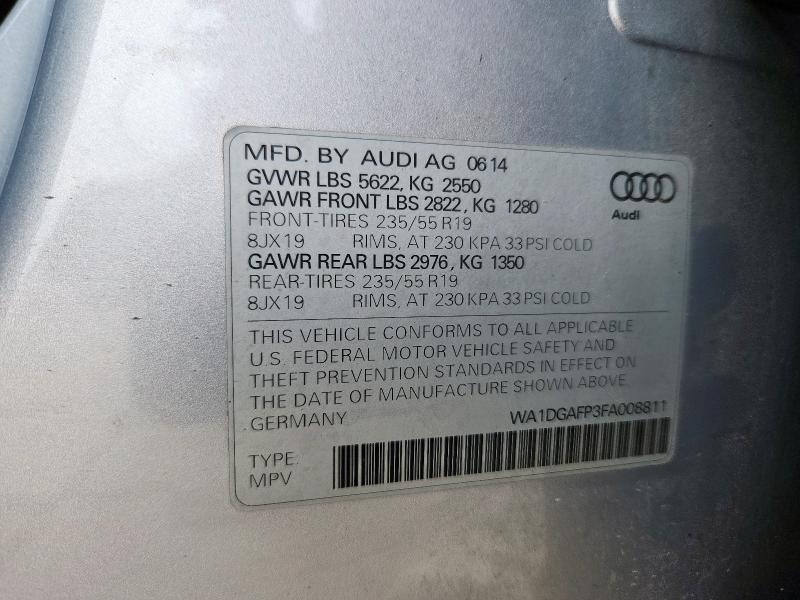 Photo 14 from auction – 2015 AUDI Q5 PREMIUM with VIN WA1DGAFP3FA008811