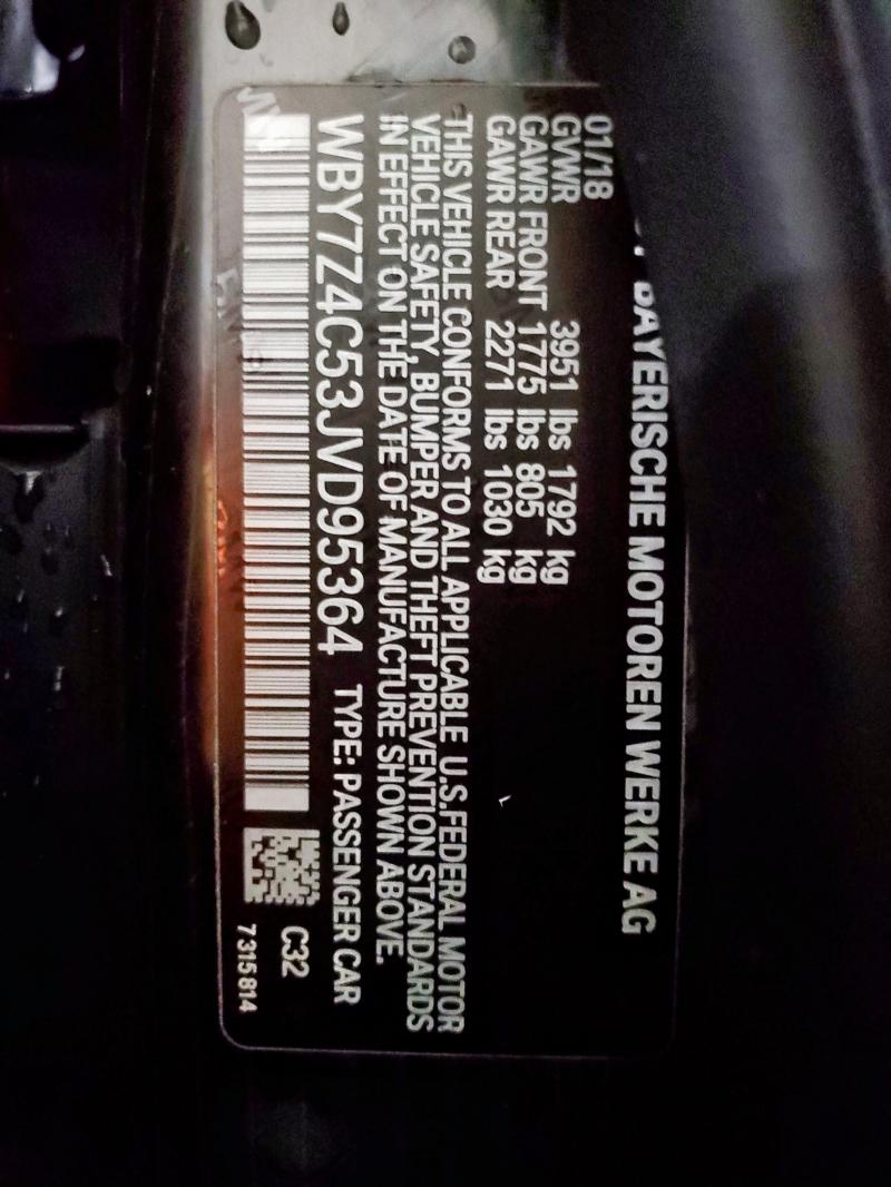 Photo 14 from auction – 2018 BMW I3 REX with VIN WBY7Z4C53JVD95364