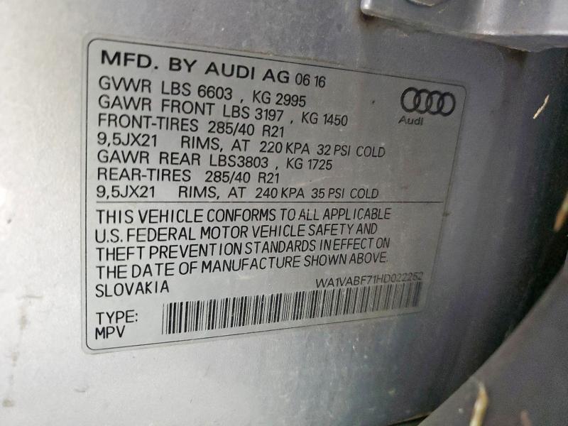 Photo 14 from auction – 2017 AUDI Q7 PRESTIG with VIN WA1VABF71HD022252