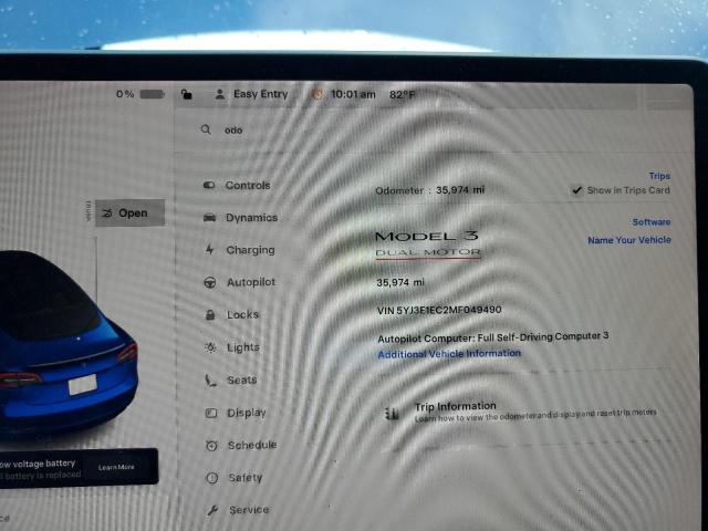 Photo 9 from auction – 2021 TESLA MODEL 3 with VIN 5YJ3E1EC2MF049490