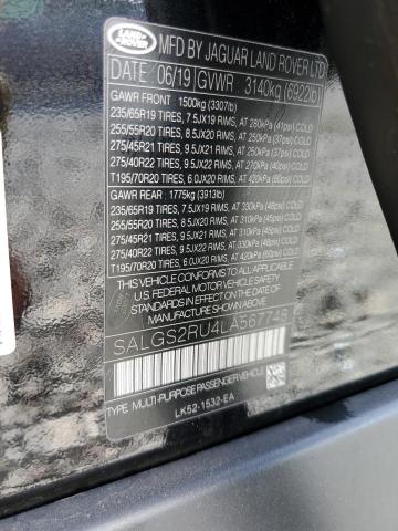 Photo 14 from auction – 2020 LAND ROVER RANGE ROVE with VIN SALGS2RU4LA567748