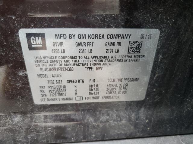 Photo 14 from auction – 2015 BUICK ENCORE with VIN KL4CJASB1FB234380