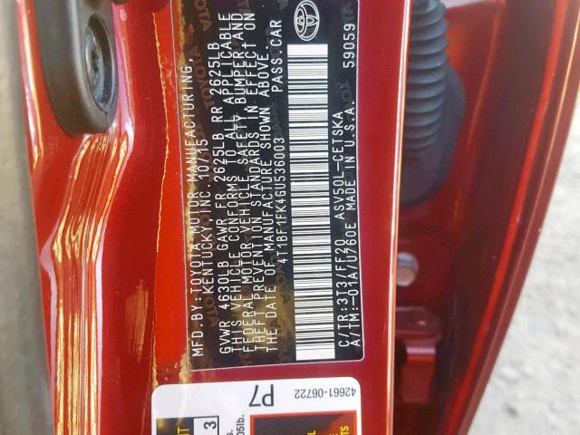 Photo 10 from auction – 2016 TOYOTA CAMRY LE with VIN 4T1BF1FK4GU536003