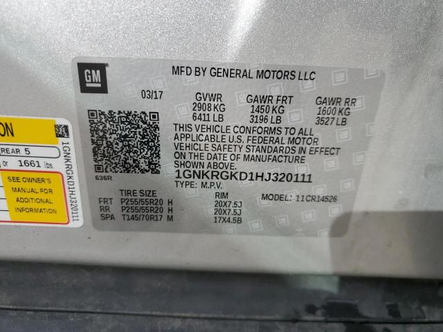 Photo 14 from auction – 2017 CHEVROLET TRAVERSE L with VIN 1GNKRGKD1HJ320111