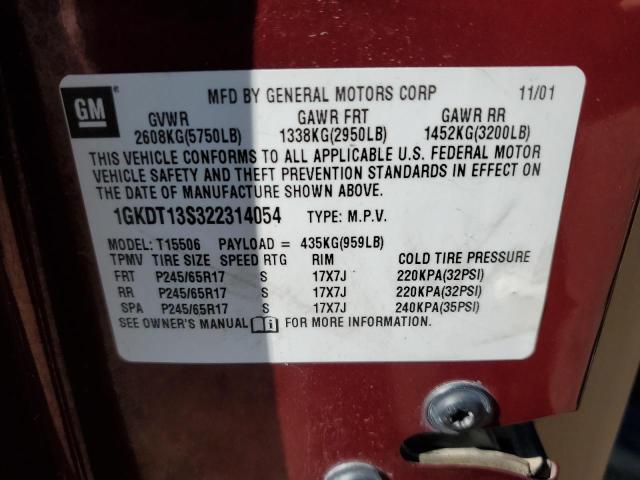 Photo 14 from auction – 2002 GMC ENVOY with VIN 1GKDT13S322314054