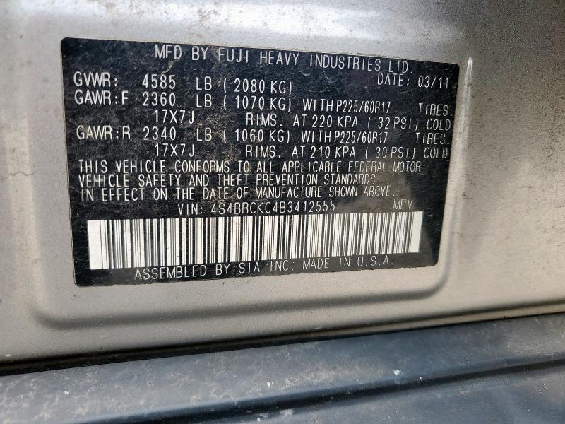 Photo 14 from auction – 2011 SUBARU OUTBACK 2. with VIN 4S4BRCKC4B3412555