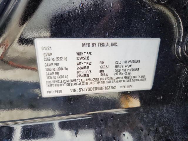 Photo 14 from auction – 2021 TESLA MODEL Y with VIN 5YJYGDED9MF103152