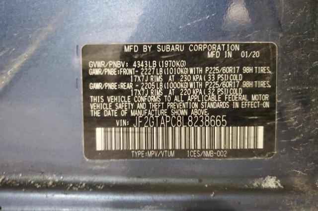 Photo 10 from auction – 2020 SUBARU CROSSTREK with VIN JF2GTAPC8L8238665